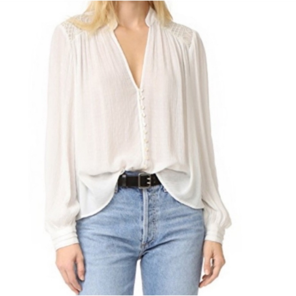 Free People Canyon Rose Button Down Top in Ivory